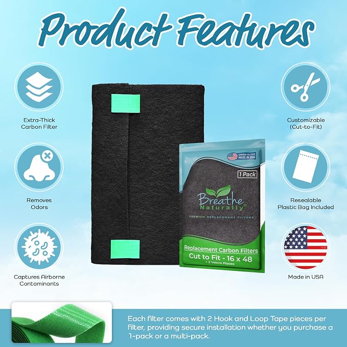 Universal Cut To Fit Carbon Activated Air Filter - Replacement Charcoal Filters, alternate product view 4