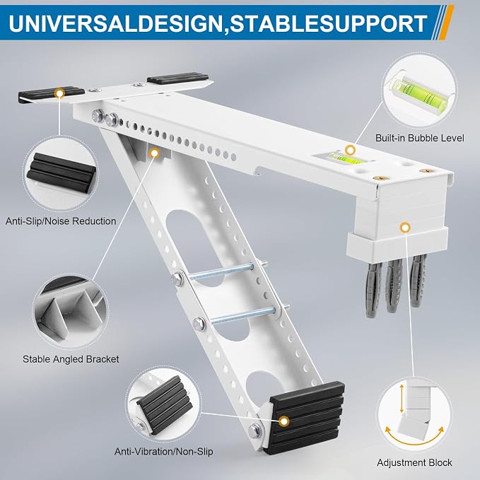 Universal Heavy-Duty Window AC Bracket – Indoor Installation, Supports Up to 165lbs for 5,000-12,000 BTU Units, alternate
