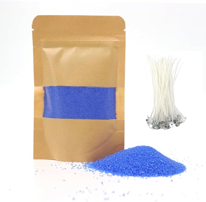 Unscented Candle Sand, 1.1LB Plant-Based Pearled Candles and 50pcs Wicks, Refillable Sand Candles with Wicks Kit for DIY