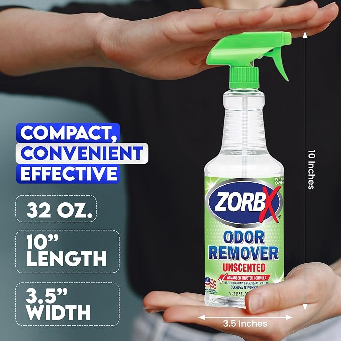 Unscented Odor Remover Spray 32 oz - Perfect Solution for Strong Odor - Advanced Trusted Formula & Fast-Acting Odor