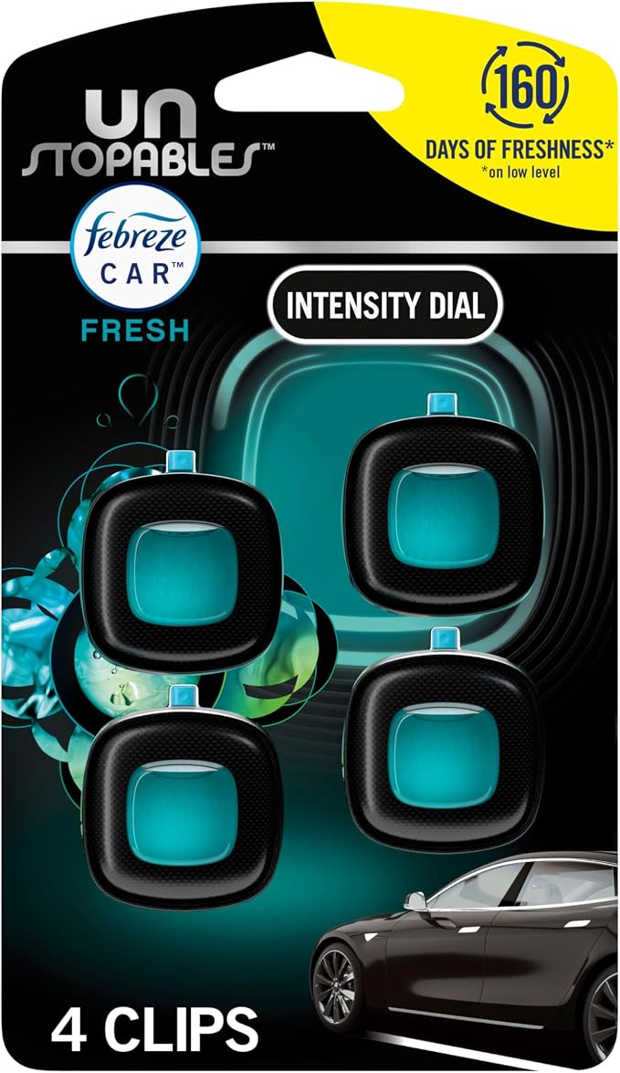Unstopables Car Odor-Fighting Car Freshener Vent Clip Fresh Scent,.07 oz. Car Vent Clip, Pack of 4, alternate product view 9