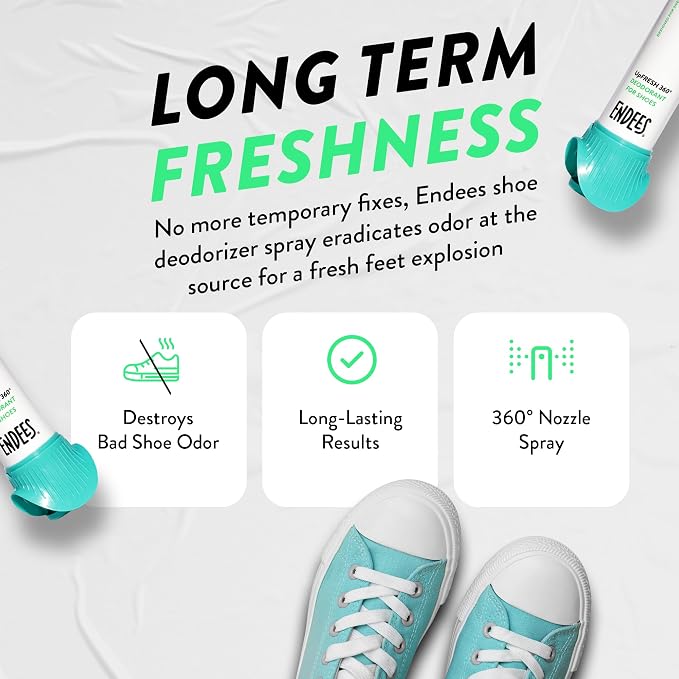 UpFresh 360° Shoe Deodorizer Spray - Foot Odor Eliminator Shoe Spray for Smelly Shoes, Feet, Sneakers, Boots, Athletes Gym
