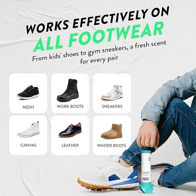 UpFresh 360° Shoe Deodorizer Spray - Foot Odor Eliminator Shoe Spray for Smelly Shoes, Feet, Sneakers, Boots, Athletes Gym