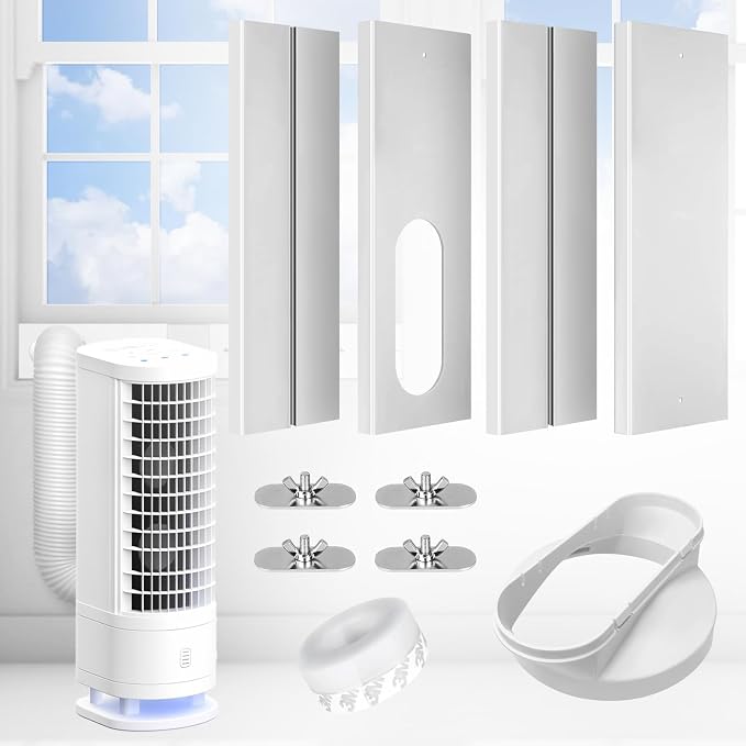 Upgrade Portable ac Window Vent Kit,ac Window Seal Kit,Portable Air Conditioner Window Kit Adjustable Length from 17" to 60"