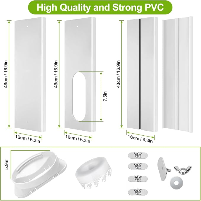 Upgrade Portable ac Window Vent Kit,ac Window Seal Kit,Portable Air Conditioner Window Kit Adjustable Length from 17" to 60"