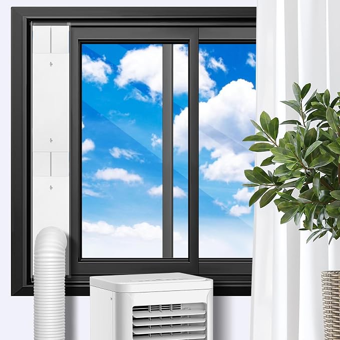 Upgrade Portable ac Window Vent Kit,ac Window Seal Kit,Portable Air Conditioner Window Kit Adjustable Length from 17" to 60"