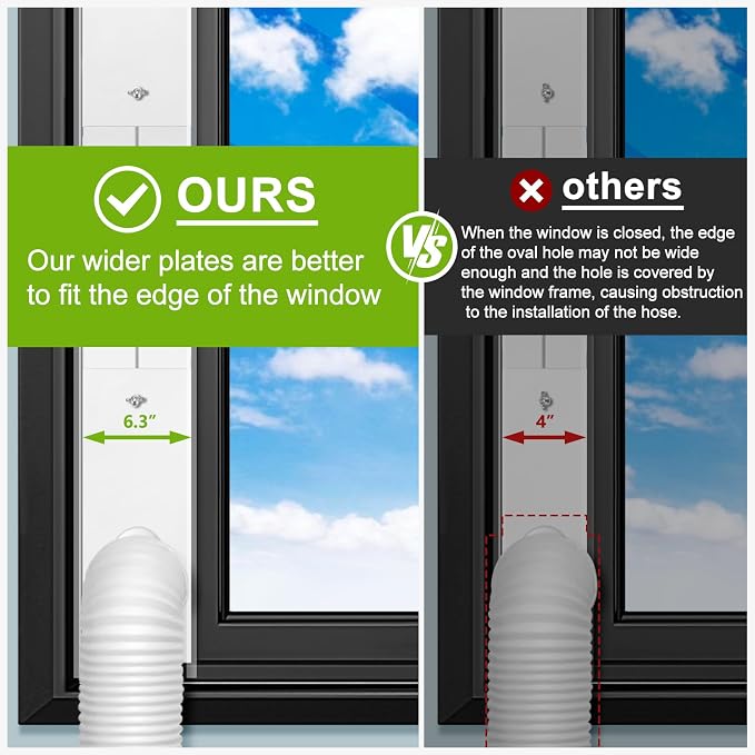 Upgrade Portable ac Window Vent Kit,ac Window Seal Kit,Portable Air Conditioner Window Kit Adjustable Length from 17" to 60"