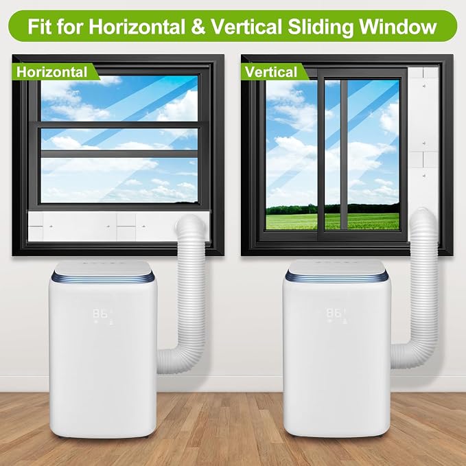 Upgrade Portable ac Window Vent Kit,ac Window Seal Kit,Portable Air Conditioner Window Kit Adjustable Length from 17" to 60"