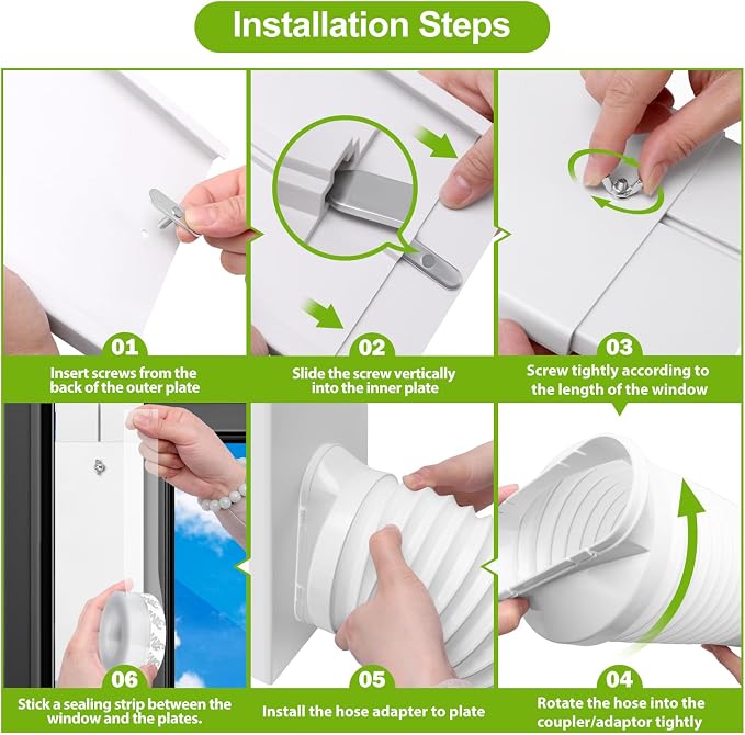 Upgrade Portable ac Window Vent Kit,ac Window Seal Kit,Portable Air Conditioner Window Kit Adjustable Length from 17" to 60"