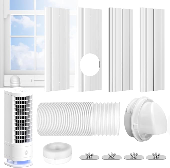 Upgrade Portable Air Conditioner Window Kit with 5.9Inch Exhaust Hose,Portable Air Conditioner Window Vent kit, AC Exhaust