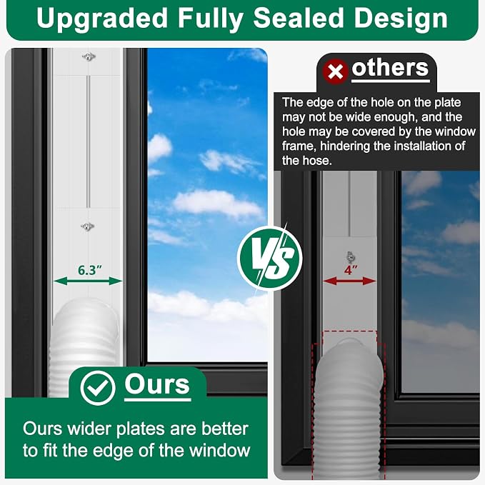 Upgrade Portable Air Conditioner Window Kit with 5.9Inch Exhaust Hose,Portable Air Conditioner Window Vent kit, AC Exhaust