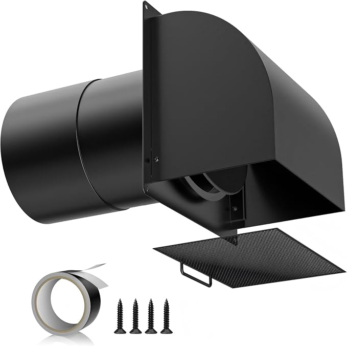 Upgraded] 8 Inch Hooded Wall Vent with Removable Cover,Arc-Shaped 8'' Exhaust Wall Vent Cover Cap for Kitchen Range