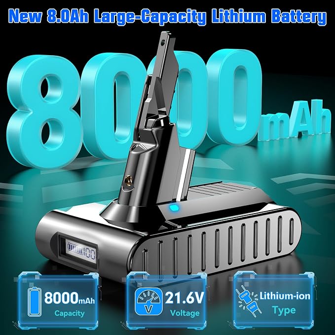 Upgraded 8000mAh V7 Animal Battery Replacement for SV11 V7 Motorhead Animal Trigger HEPA Mattress Fluffy Absolute