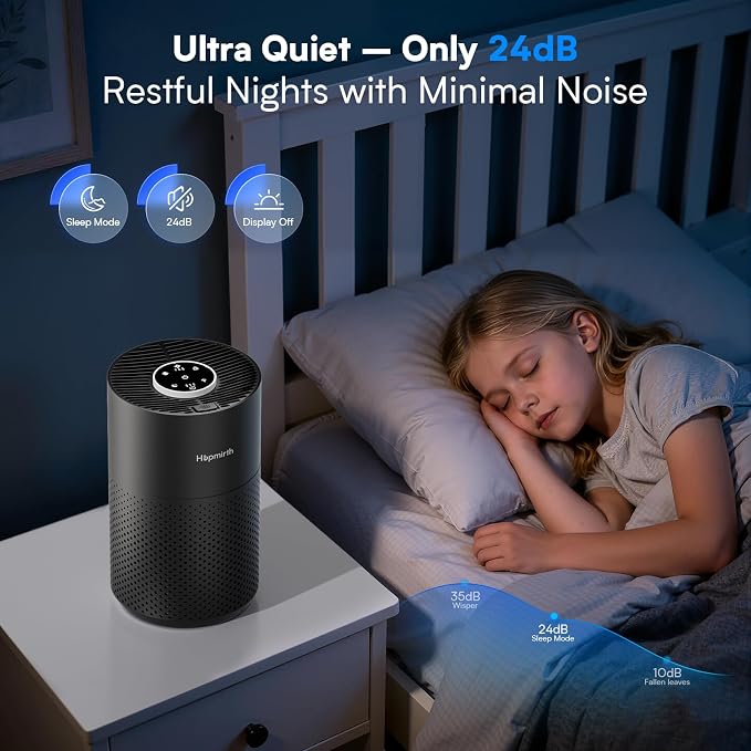 Upgraded Air Purifiers for Bedroom & Home with H14 True HEPA Filter, Covers Up to 1280ft2, 360° Air Intake, Quiet Pet Air