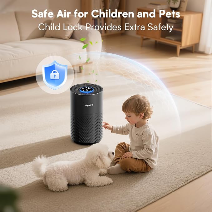 Upgraded Air Purifiers for Bedroom & Home with H14 True HEPA Filter, Covers Up to 1280ft2, 360° Air Intake, Quiet Pet Air