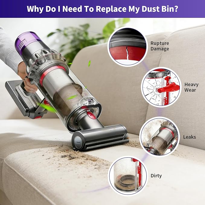 Upgraded Dust Bin Replacement Compatible With V11 V15 SV14 SV15 SV22 Vacuum Cleaner,Canister Bin for Part no.970050-01