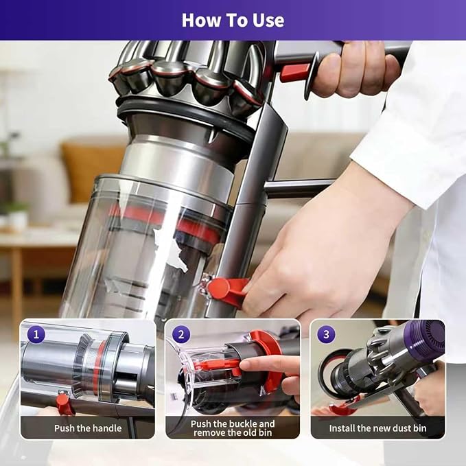 Upgraded Dust Bin Replacement Compatible With V11 V15 SV14 SV15 SV22 Vacuum Cleaner,Canister Bin for Part no.970050-01