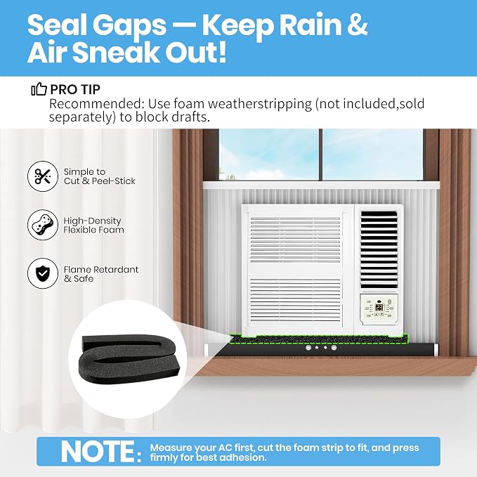 Upgraded No-Drill Window AC Bracket, Adjustable Window Air Conditioner Support for Single/Double Hung Windows, Heavy-Duty