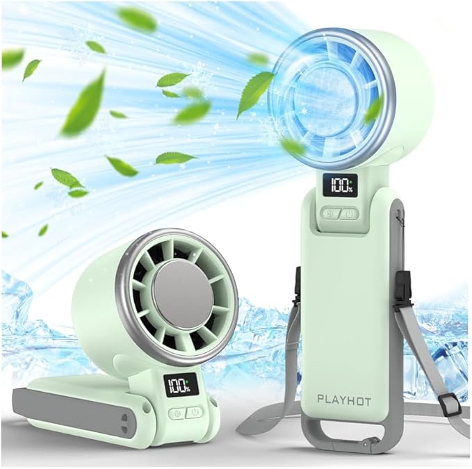 Upgraded Portable Handheld Fan with 60°F Ice Cooling, Up tp 12Hrs Hand Held Portables Fans, 5 Speed 25550RPM Powerful