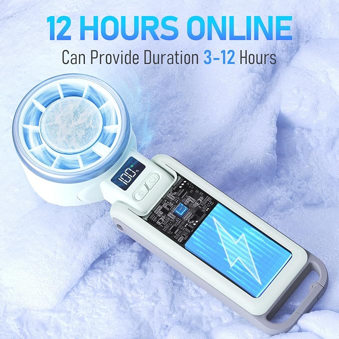 Upgraded Portable Handheld Fan with 60°F Ice Cooling, Up tp 12Hrs Hand Held Portables Fans, 5 Speed 25550RPM Powerful