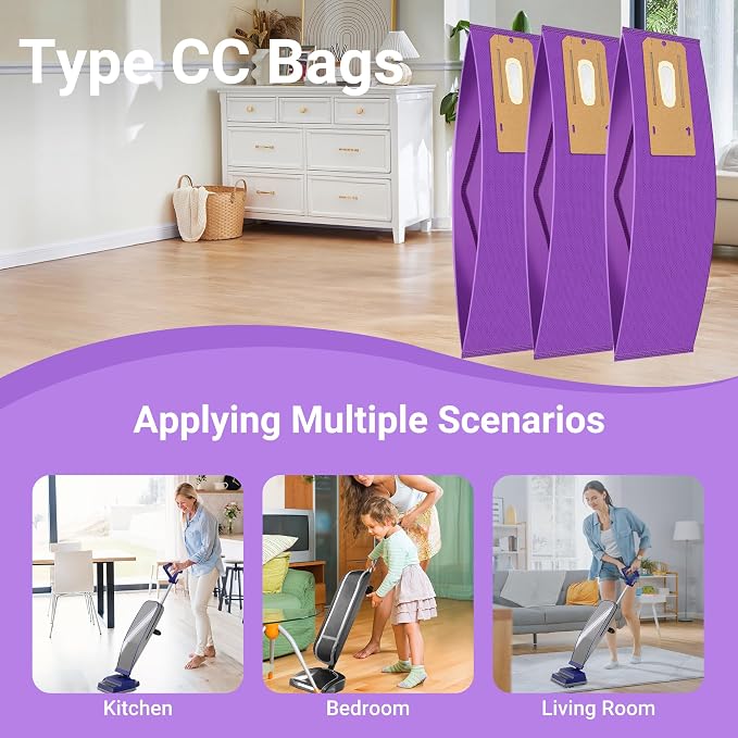 Upgraded Type CC HEPA Upright Vacuum Cleaner Bags Compatible with Oreck Elevate Vacuum Models X3, X5, XL7, XL21, 2000, 3000