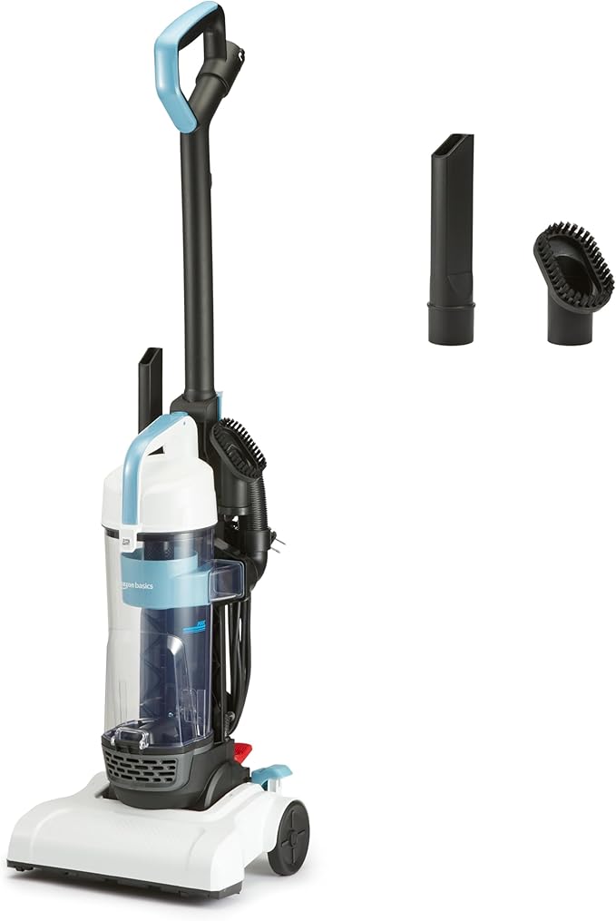 Upright Bagless Vacuum Cleaner for Carpet and Hard Floors, Washable Filter, Crevice and Upholstery Tools, Detachable Handle