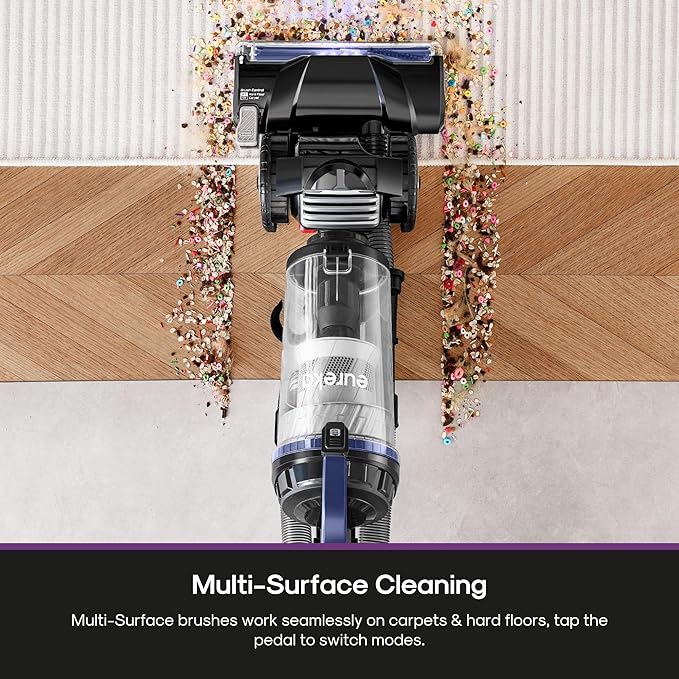 Upright Vacuum Cleaner for Carpet and Hard Floor,Powerful Vacuum with Dual Cyclone Suction,Swivel Steering,Anti-Tangle,Large