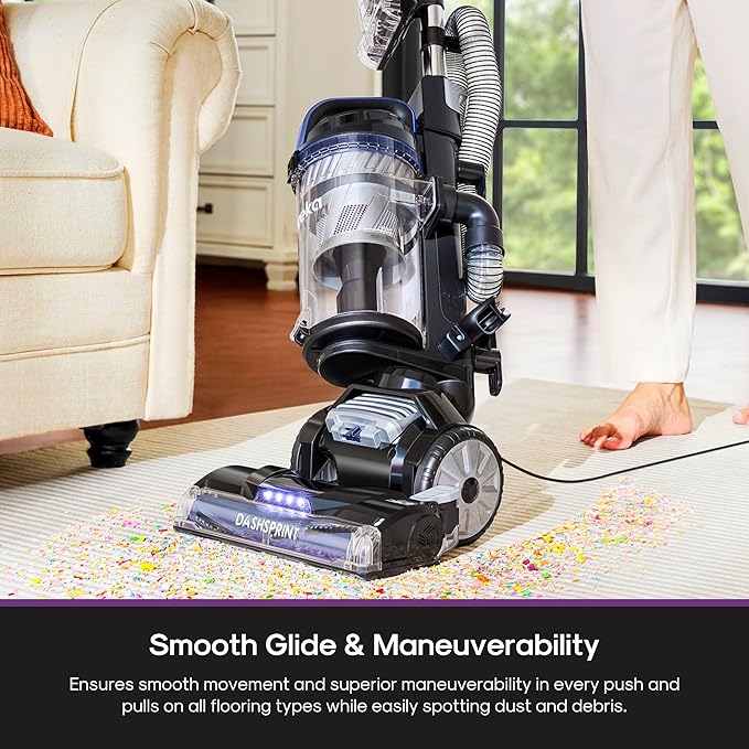 Upright Vacuum Cleaner for Carpet and Hard Floor,Powerful Vacuum with Dual Cyclone Suction,Swivel Steering,Anti-Tangle,Large