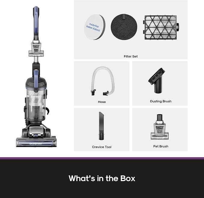 Upright Vacuum Cleaner for Carpet and Hard Floor,Powerful Vacuum with Dual Cyclone Suction,Swivel Steering,Anti-Tangle,Large
