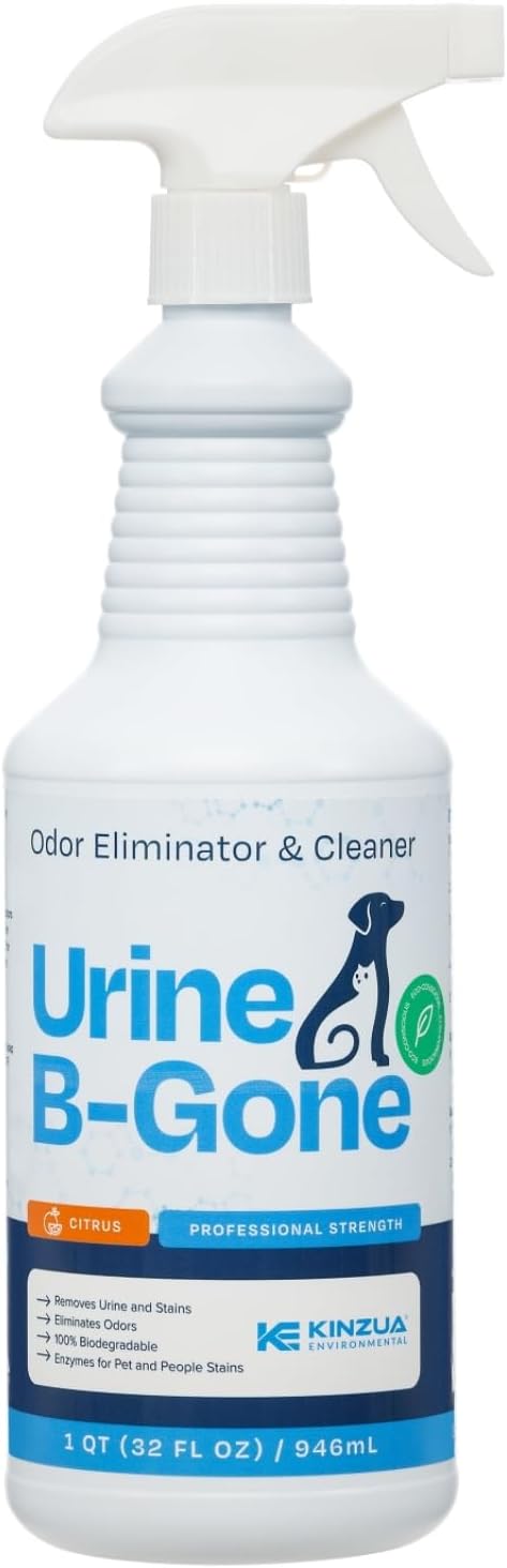 Urine B-Gone, Professional Enzyme Odor Eliminator & Pet Stain Remover, Human, Cat & Dog Urine Cleaner, Effective on Laundry