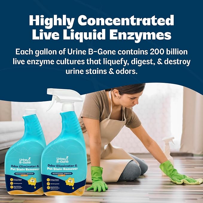 Urine B-Gone, Professional Enzyme Odor Eliminator & Pet Stain Remover, Human, Cat & Dog Urine Cleaner, Effective, alternate