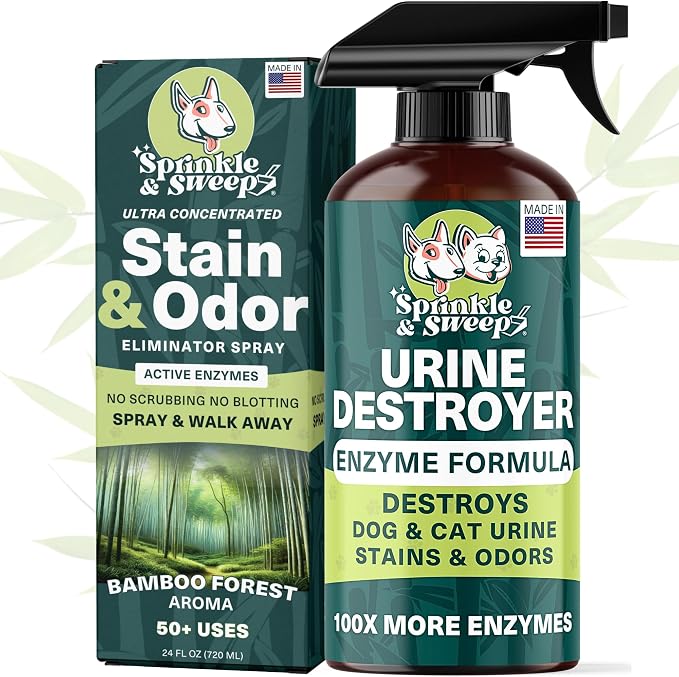 Urine Destroyer Enzyme Cleaner Spray | Cat & Dog Urine Stain and Odor Eliminator | Enzymatic Carpet Cleaner for Pets | Cat