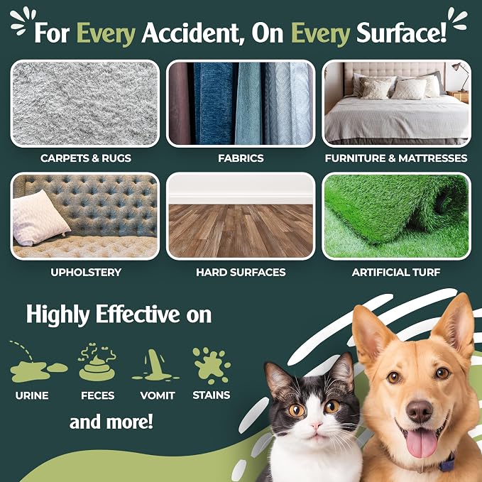 Urine Destroyer Enzyme Cleaner Spray | Cat & Dog Urine Stain and Odor Eliminator | Enzymatic Carpet Cleaner for Pets | Cat
