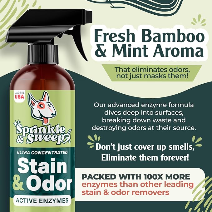 Urine Destroyer Enzyme Cleaner Spray | Cat & Dog Urine Stain and Odor Eliminator | Enzymatic Carpet Cleaner for Pets | Cat