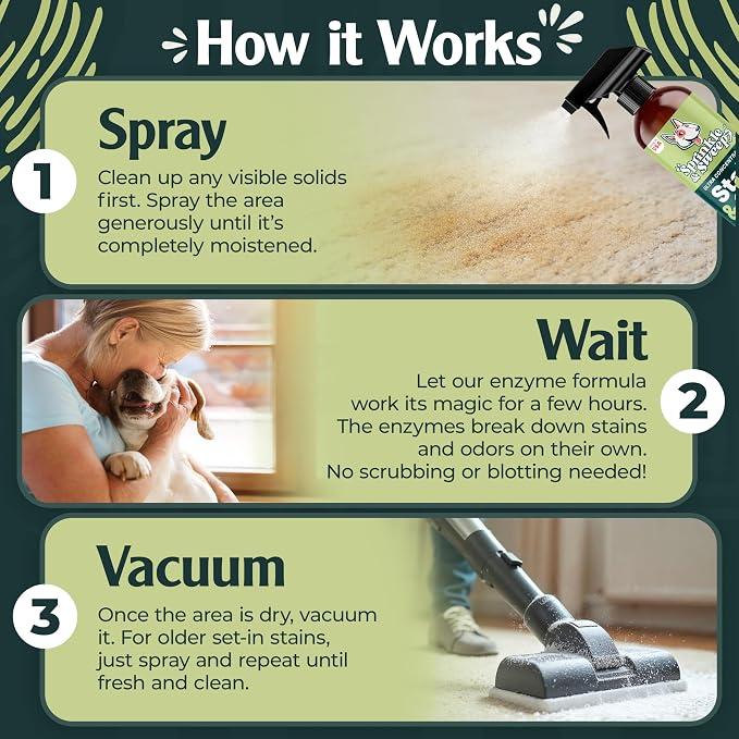 Urine Destroyer Enzyme Cleaner Spray | Cat & Dog Urine Stain and Odor Eliminator | Enzymatic Carpet Cleaner for Pets | Cat