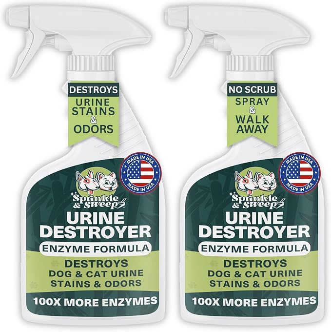 Urine Destroyer Enzyme Cleaner Spray | Cat & Dog Urine Stain and Odor Eliminator | Enzymatic Carpet Cleaner for