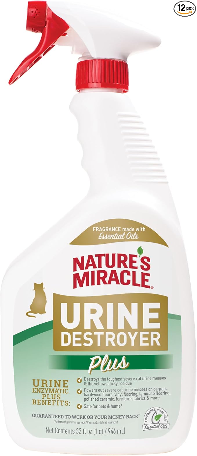 Urine Destroyer Plus Cat,32 Ounces,Unscented,Enzymatic Formula,Ready-to-Use,(Pack of 12), product image