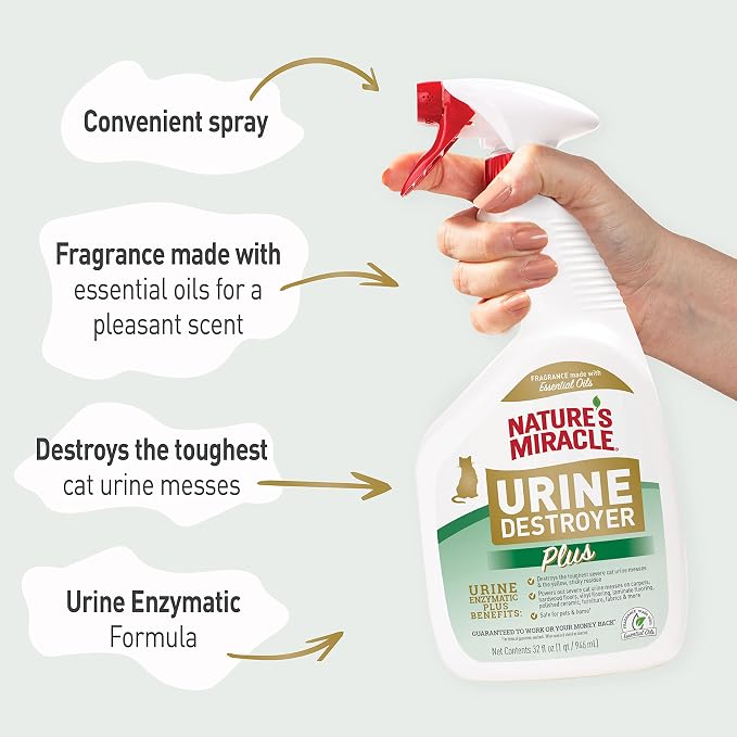 Urine Destroyer Plus Cat,32 Ounces,Unscented,Enzymatic Formula,Ready-to-Use,(Pack of 12), alternate product view 7