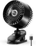 USB Clip on Fan, Strong Wind Ultra Quiet Small Desk Fan with Strong Clamp, More Than 360° Adjustable, 3 Speeds USB-C Corded