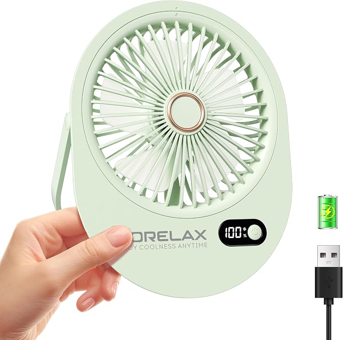 USB Desk Fan,3 IN 1 Rechargeable Portable Fan,180 Adjustable,6 Speed Strong Wind,Mini Personal Desktop Fan for