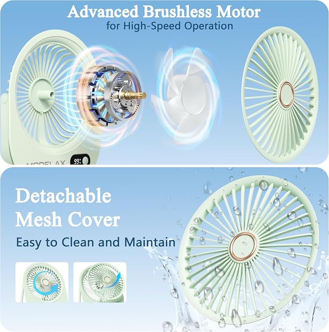 USB Desk Fan,3 IN 1 Rechargeable Portable Fan,180 Adjustable,6 Speed Strong Wind,Mini Personal Desktop Fan for