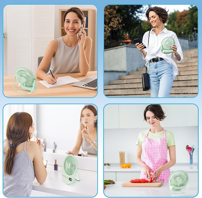 USB Desk Fan,3 IN 1 Rechargeable Portable Fan,180 Adjustable,6 Speed Strong Wind,Mini Personal Desktop Fan for