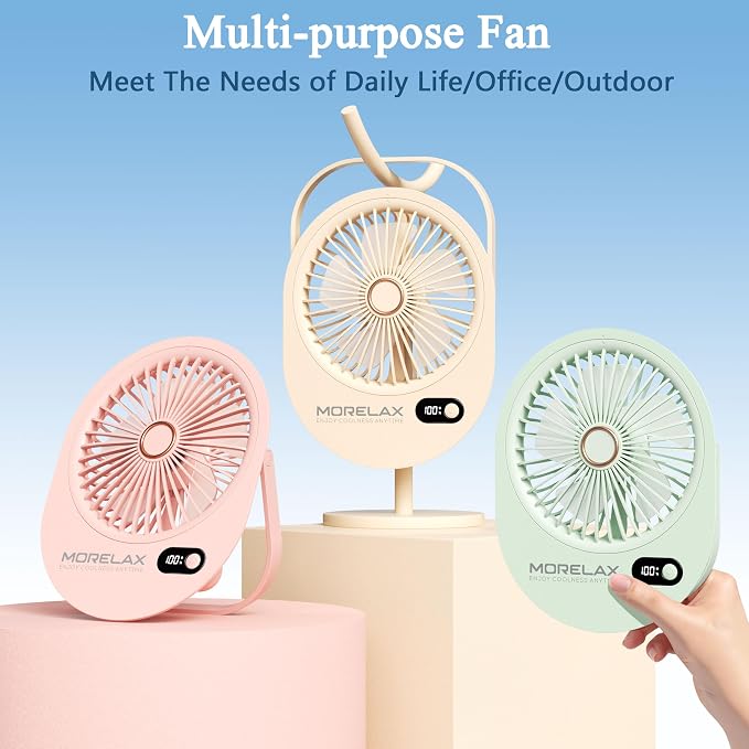 USB Desk Fan,3 IN 1 Rechargeable Portable Fan,180 Adjustable,6 Speed Strong Wind,Mini Personal Desktop Fan for