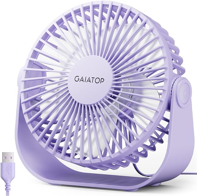 USB Desk Fan, 3 Speeds Strong Airflow, 5.5 Inch Portable 90° Rotate Quiet Cooling, Small Personal Table Fans for Bedroom Home
