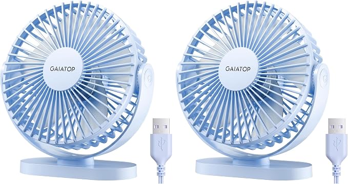 USB Desk Fan, 5.5 Inch Small Quiet Powerful 3 Speeds 90° Rotate, Personal Mini Portable Desktop Table Fans, Cooling for Home