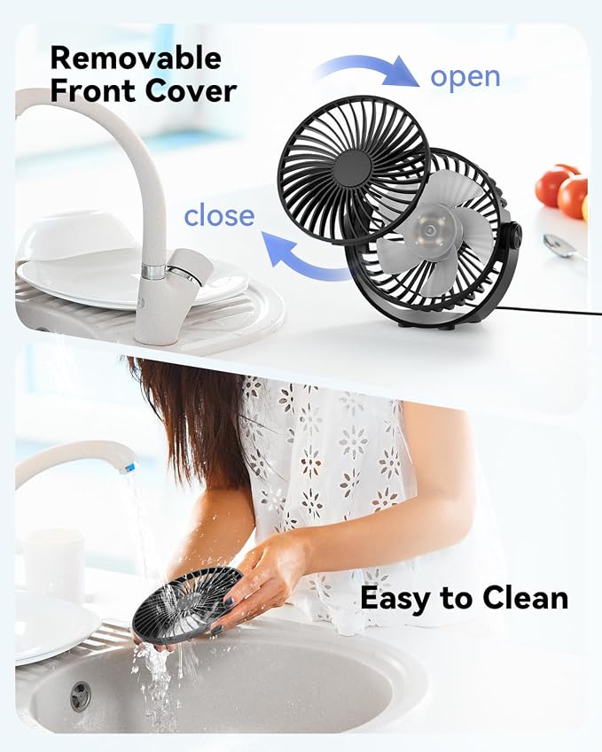 USB Desk Fan, 5 Inch Mini Portable, 3 Speeds Strong Airflow Personal Desktop, Detachable Cooling Fan 360° Rotation Quiet