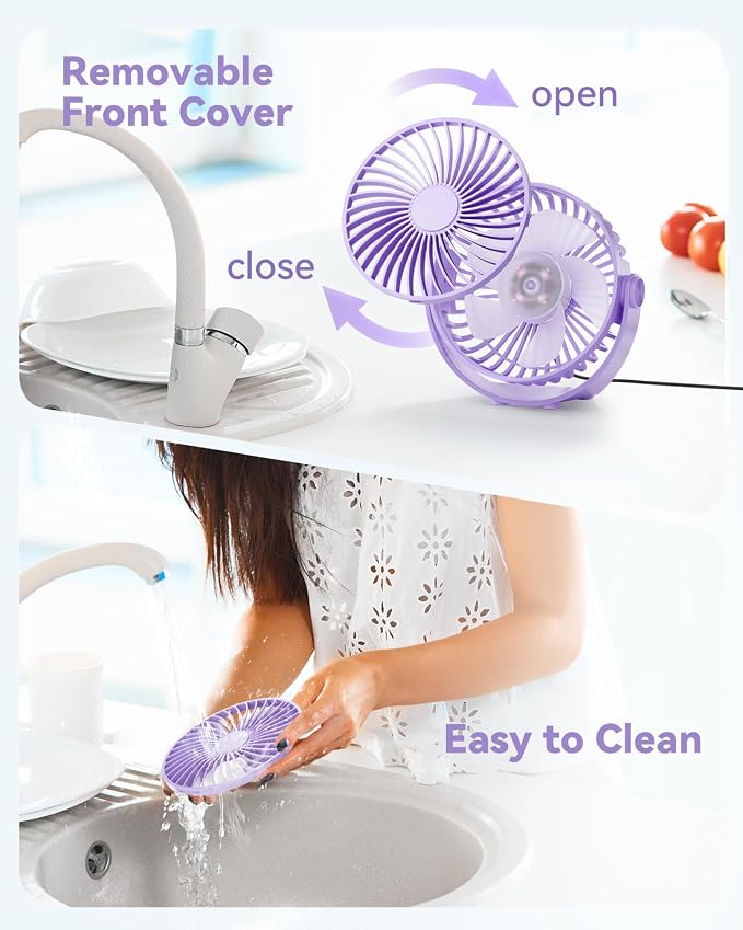 USB Desk Fan, 5 Inch Mini Portable, 3 Speeds Strong Airflow Personal Desktop, Detachable Cooling Fan 360° Rotation Quiet