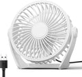 USB Desk Fan, 5 Inch Small Portable, 3 Speeds Powerful Wind Mini Personal Desktop Fan 360° Rotation Adjustable, Plug In USB