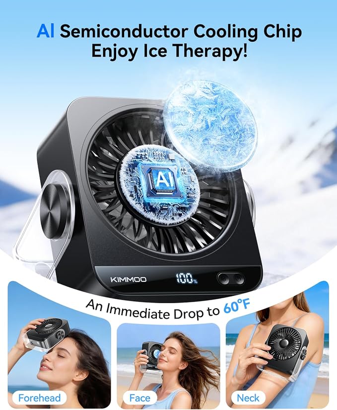 USB Desk Fan for Bedroom, 199 Speeds Turbo Airflow, Portable Fan with Ice Cooling, Digital Display Quiet Table Fan, alternate