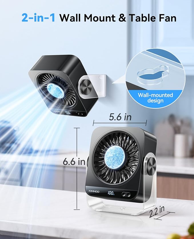 USB Desk Fan for Bedroom, 199 Speeds Turbo Airflow, Portable Fan with Ice Cooling, Digital Display Quiet Table Fan, alternate